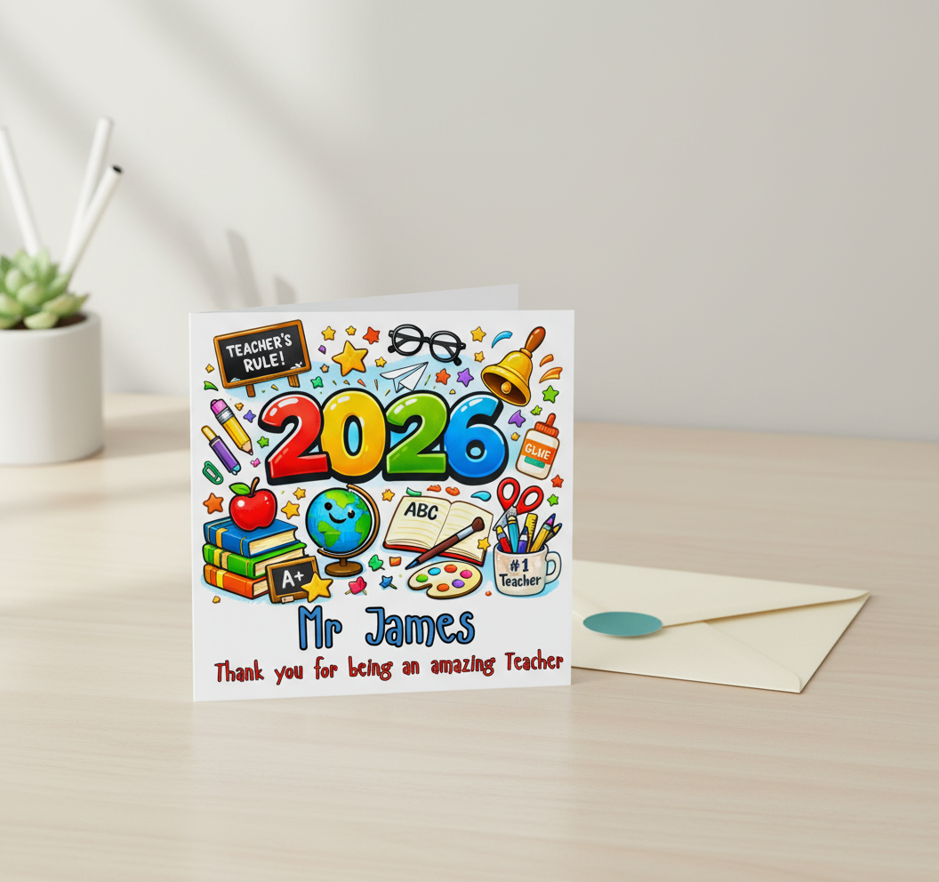 Personalised Thank You Teacher Card 2026 - Square Card