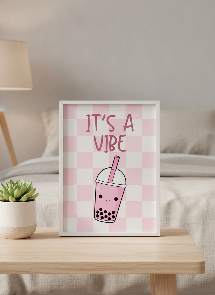 Boba Tea 'Good Vibes' A4 Print for Kids' Rooms – PacaPrints Original