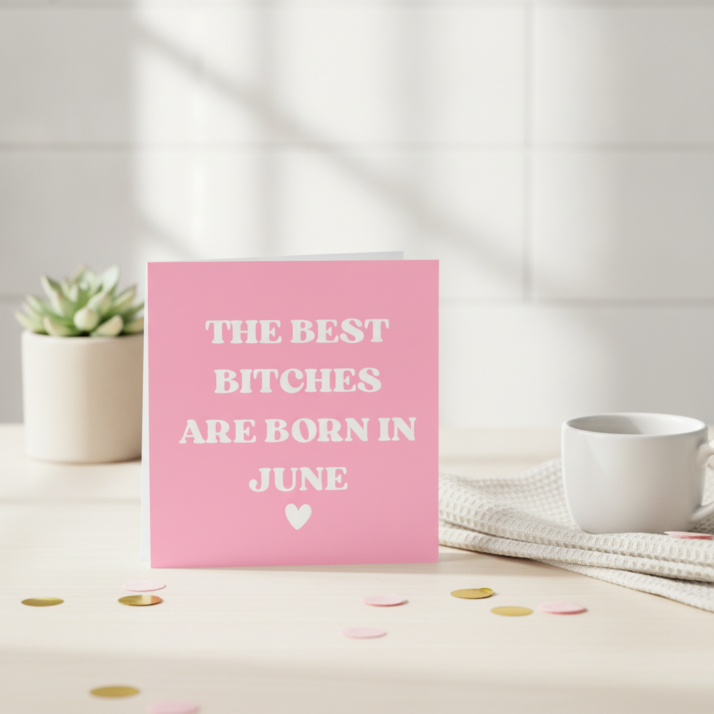 Best Bitches Are Born In Birthday Card - Square Card for Your Bestie