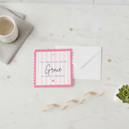 Personalised Pink Bow 30th Birthday Card - Chic Square Design for Her
