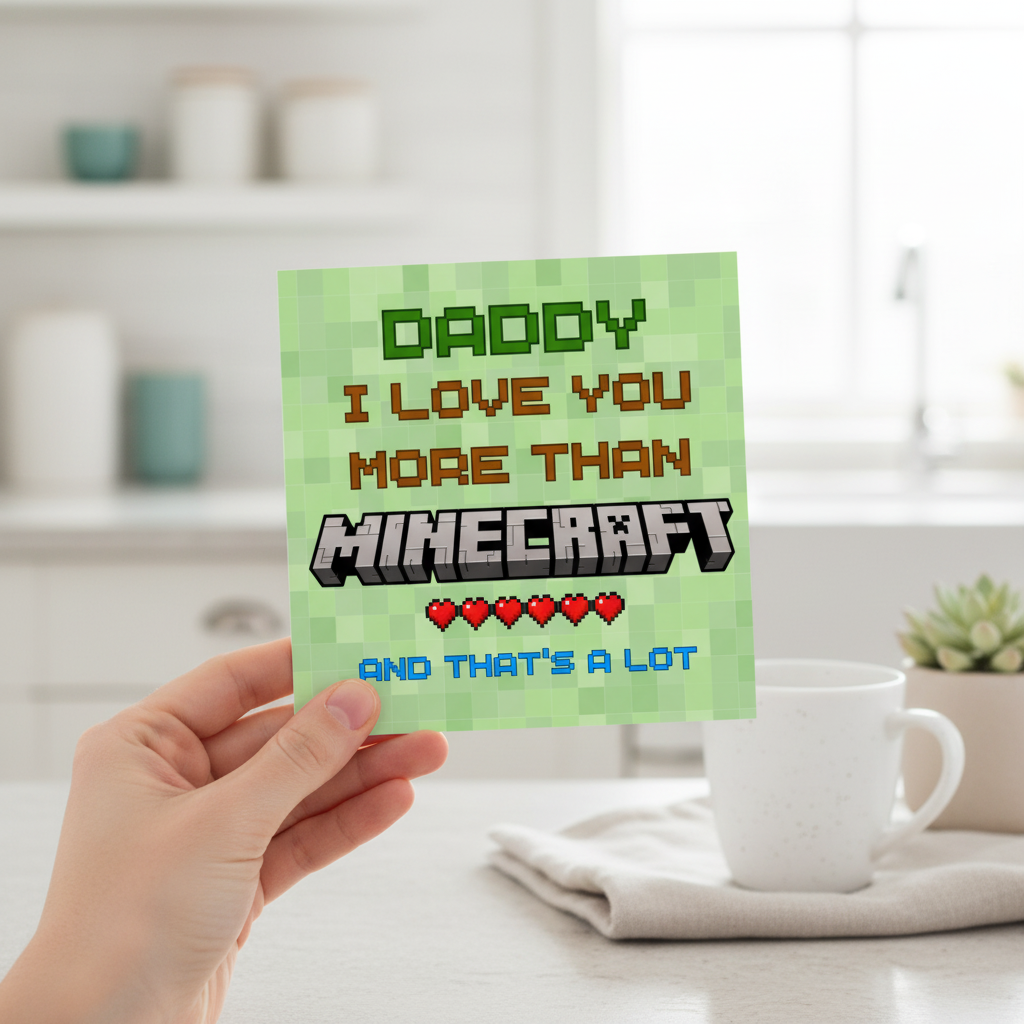 I Love You More Than Minecraft Card - Square Card