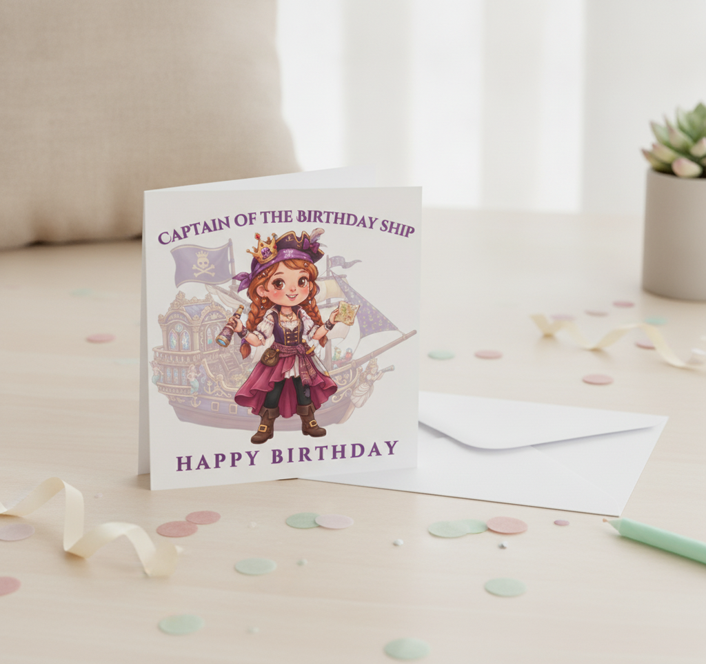 Captain of the Pirate Ship Square Birthday Card