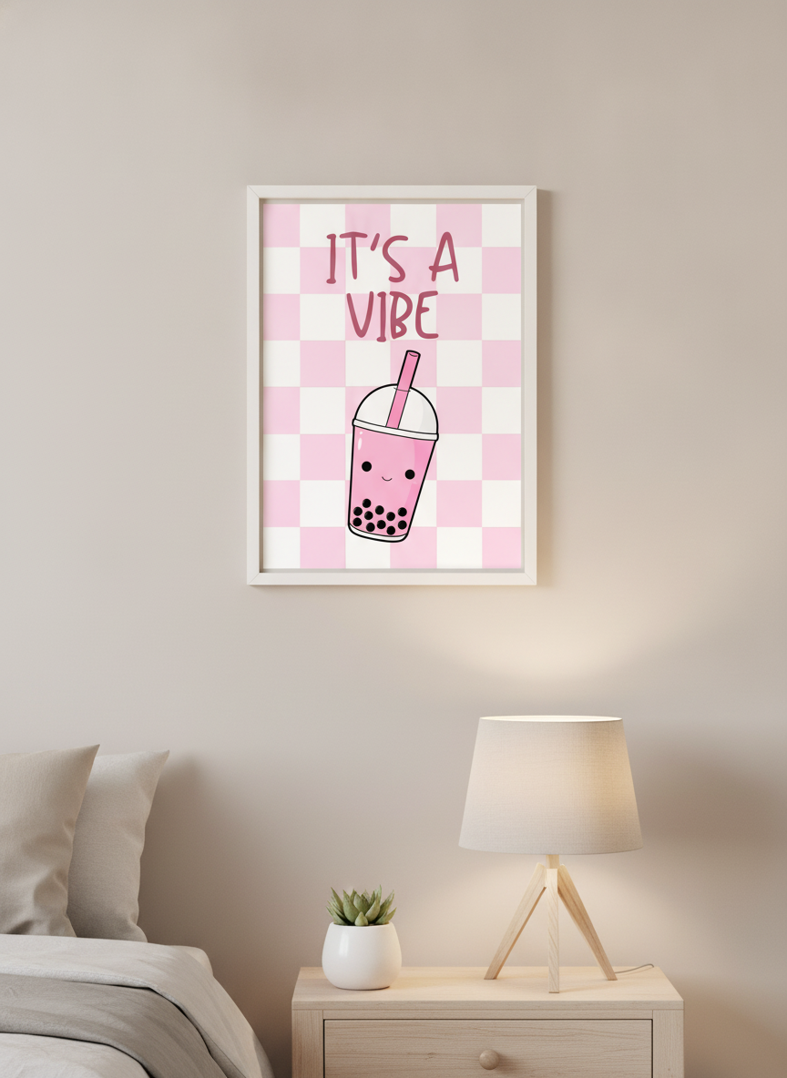Boba Tea 'Good Vibes' A4 Print for Kids' Rooms – PacaPrints Original