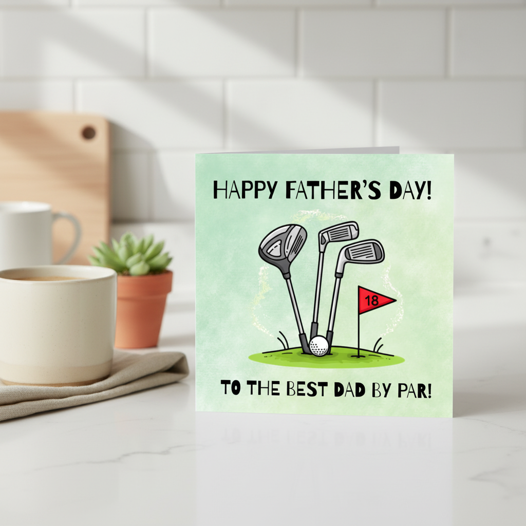Best Dad By Par Father's Day Card - Square