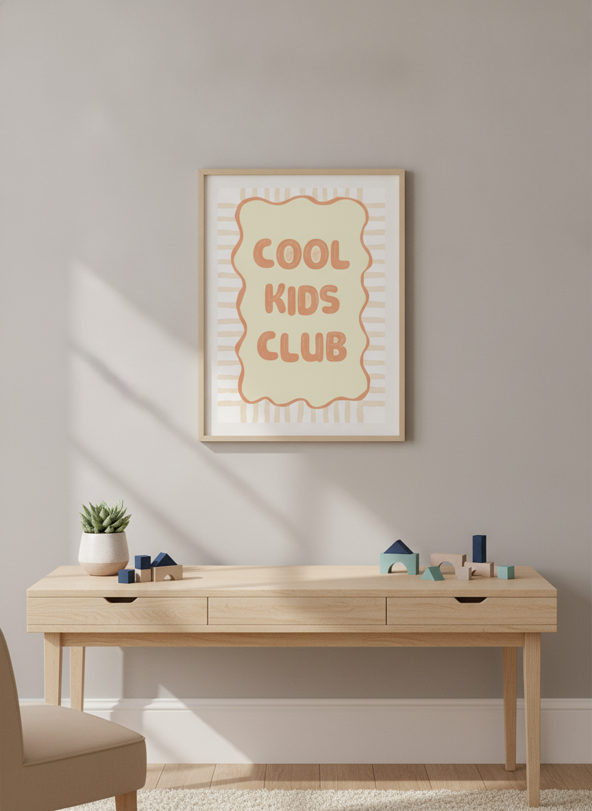 A4 Kids Room Decor Print: Join the Cool Club – Fun Wall Art for Little Legends