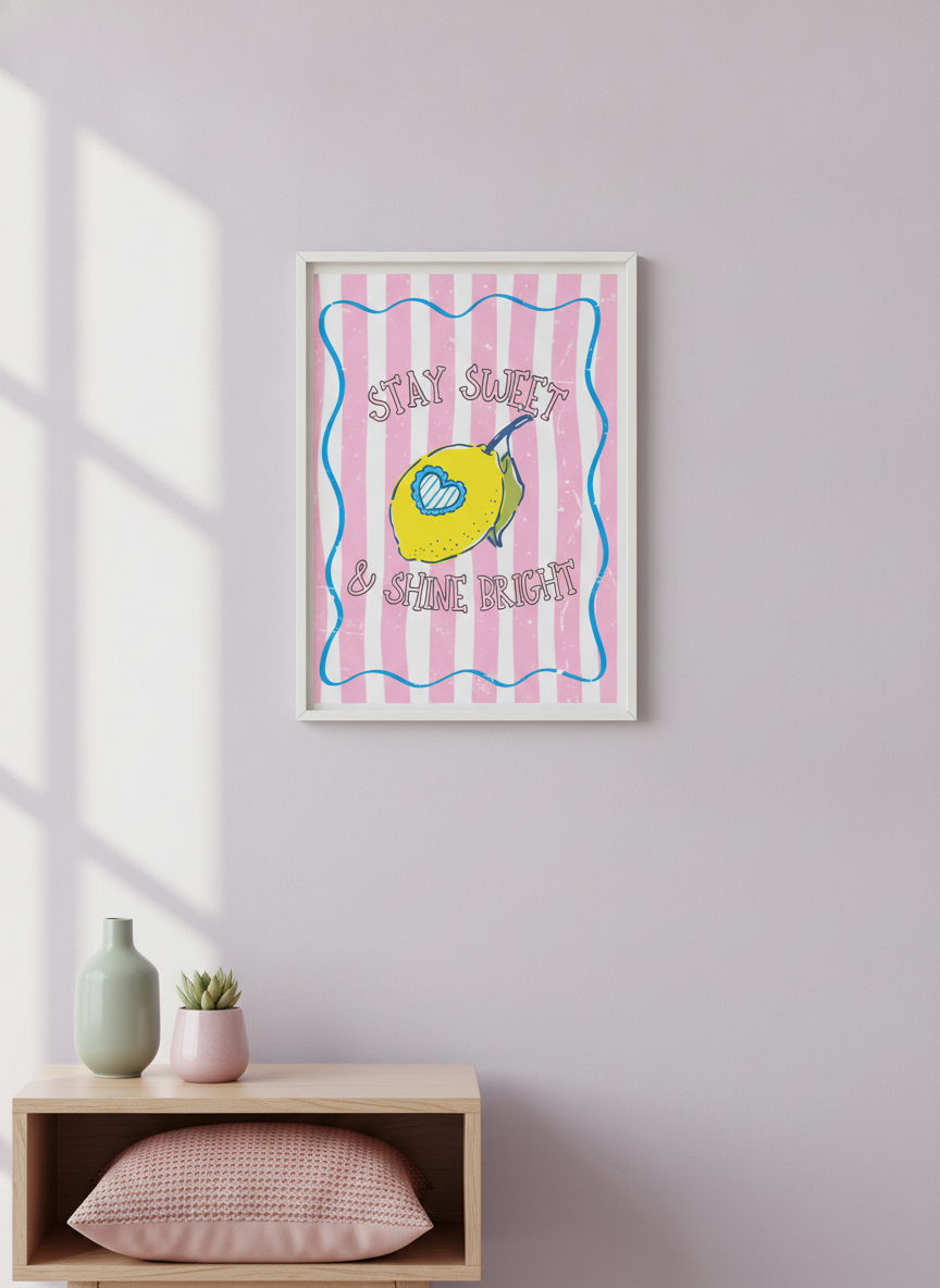 "Stay Sweet & Shine Bright" A4 Kids Print - Fun Wall Art for Little Ones