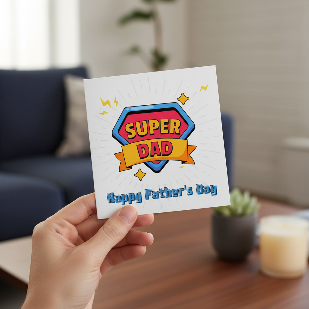 Super Dad Father's Day Card - Square Card for a Special Dad