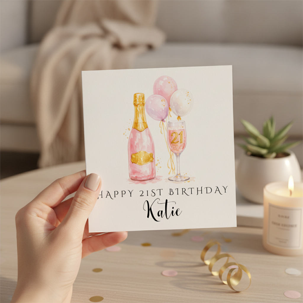 Personalised Pink 21st Birthday Card – Add a Name & Make it Pop!
