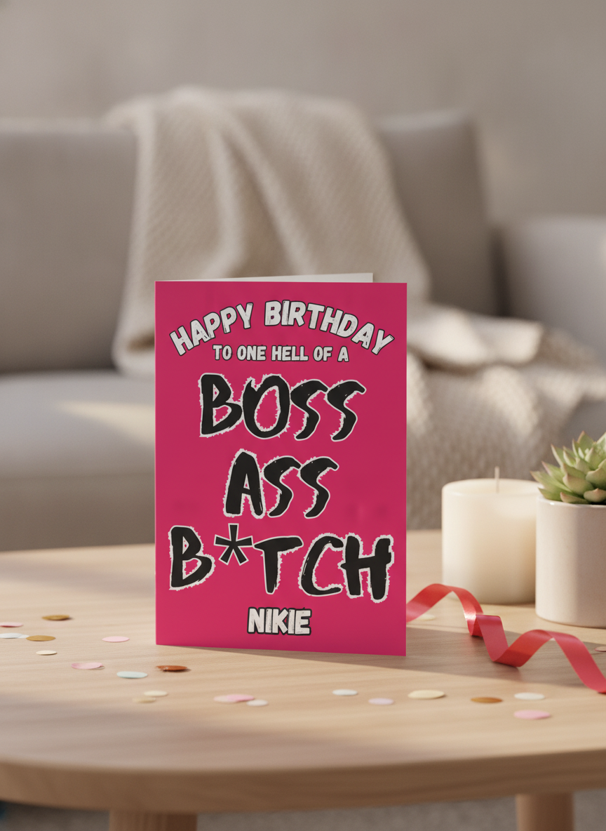 Boss Ass Bitch A5 Birthday Card for Her - UK Printed Greeting