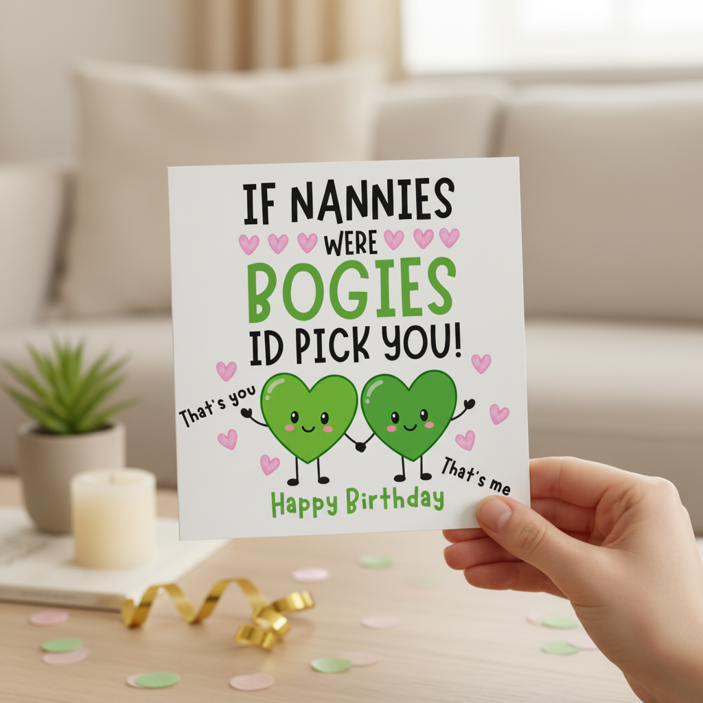 "If Nannies Were Bogies Id Pick You" Funny Birthday Card for Nanny (Square)