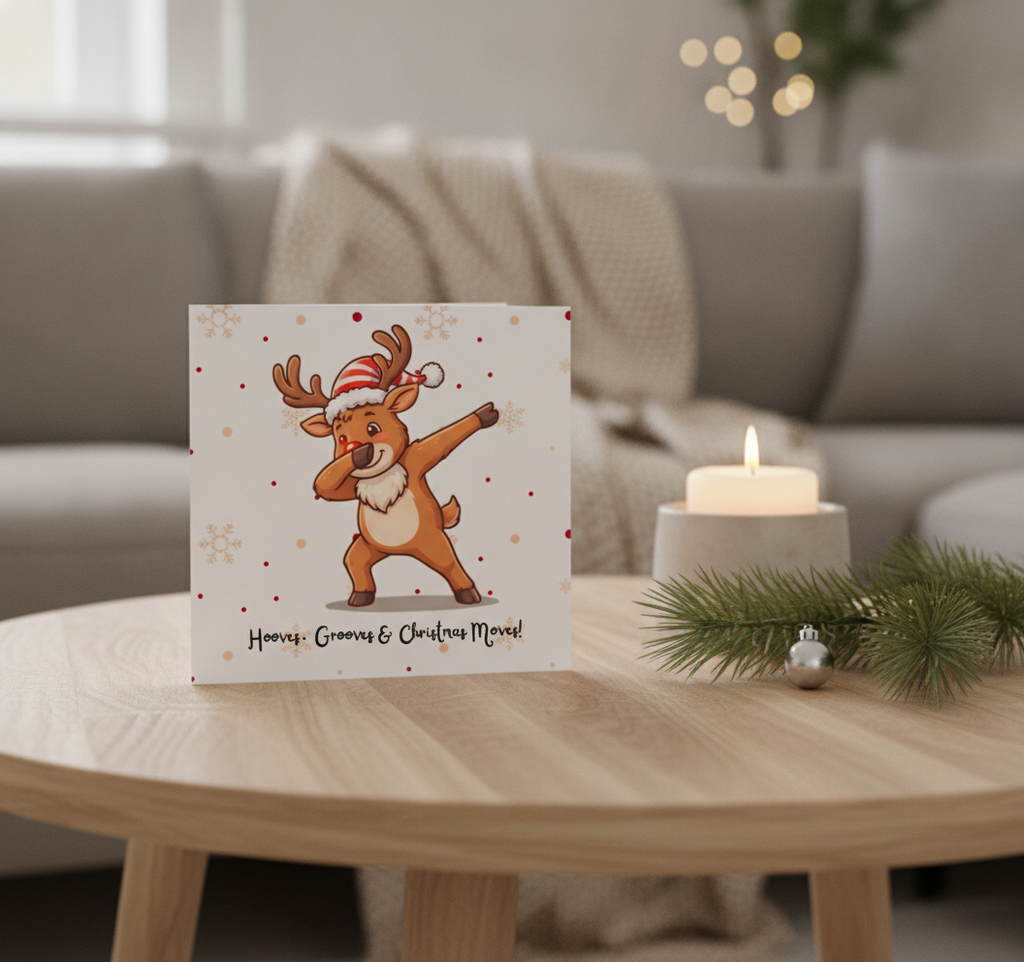 Hooves Grooves & Xmas Moves Square Christmas Card for a Joyful Greet