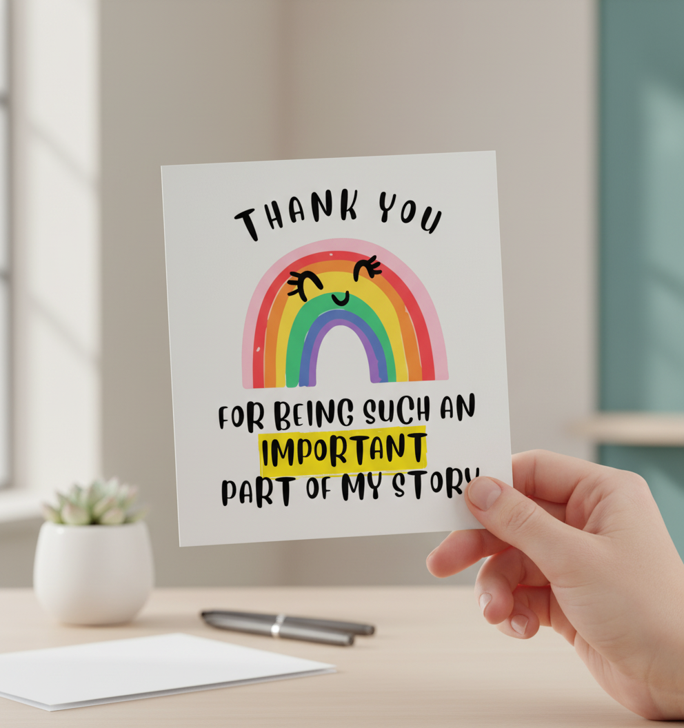 Rainbow Teacher Card - Thank You Card for Teachers (Square)