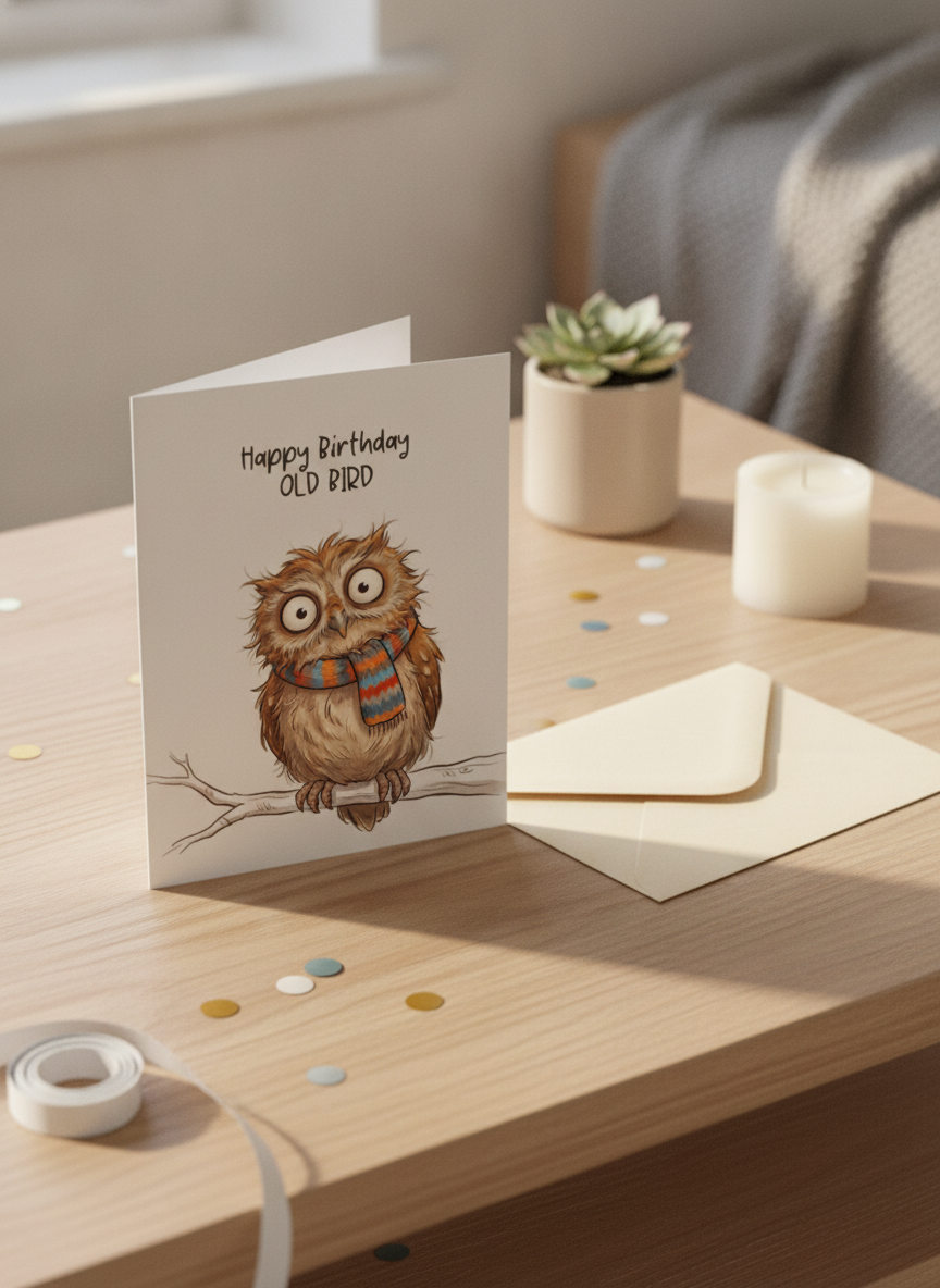 Happy Birthday Old Bird A5 Card - Witty & Fun UK Birthday Greeting