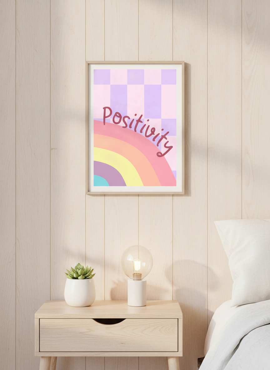 Kids' Pastel Rainbow Positivity A4 Wall Print - Brighten Their Day!