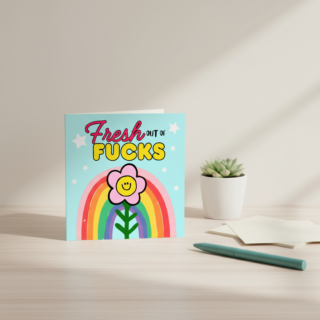 Mental Health Fresh Out of Fucks Card | Square Greetings Card