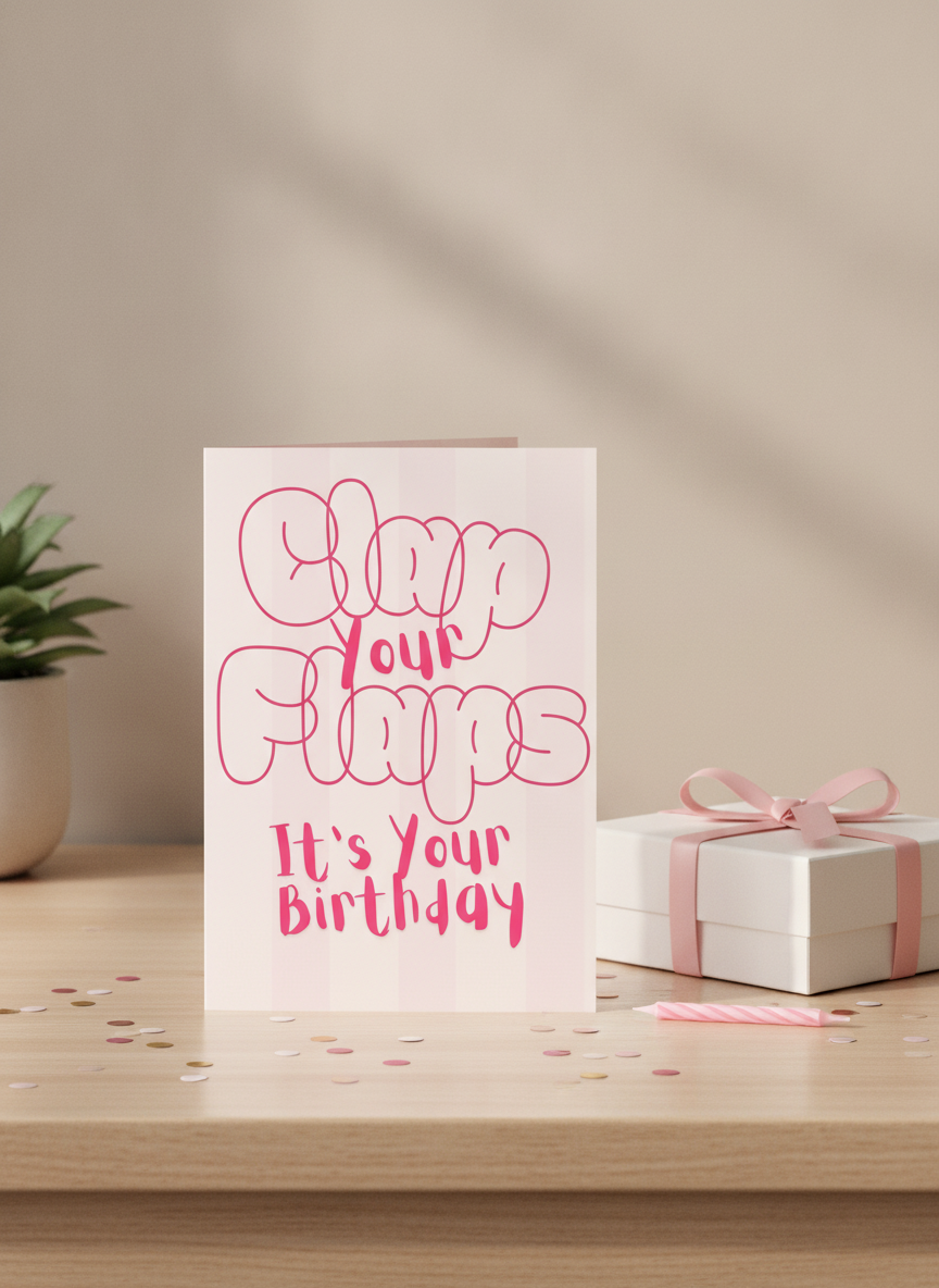 Clap Your Flaps It's Your Birthday Card for Her - A5 Cheeky Funny Card