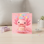 Personalised Axolotl Birthday Card for Friends & Family - Square