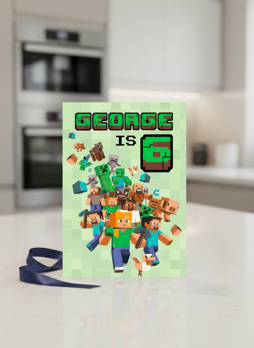 Personalised Minecraft Happy Birthday Card