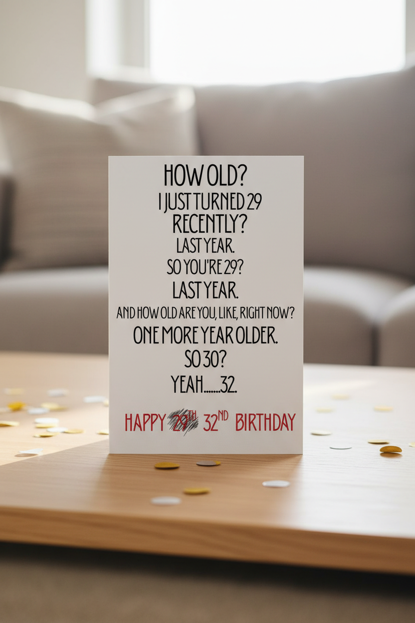Funny 32nd Birthday Card A5 for Him or Her