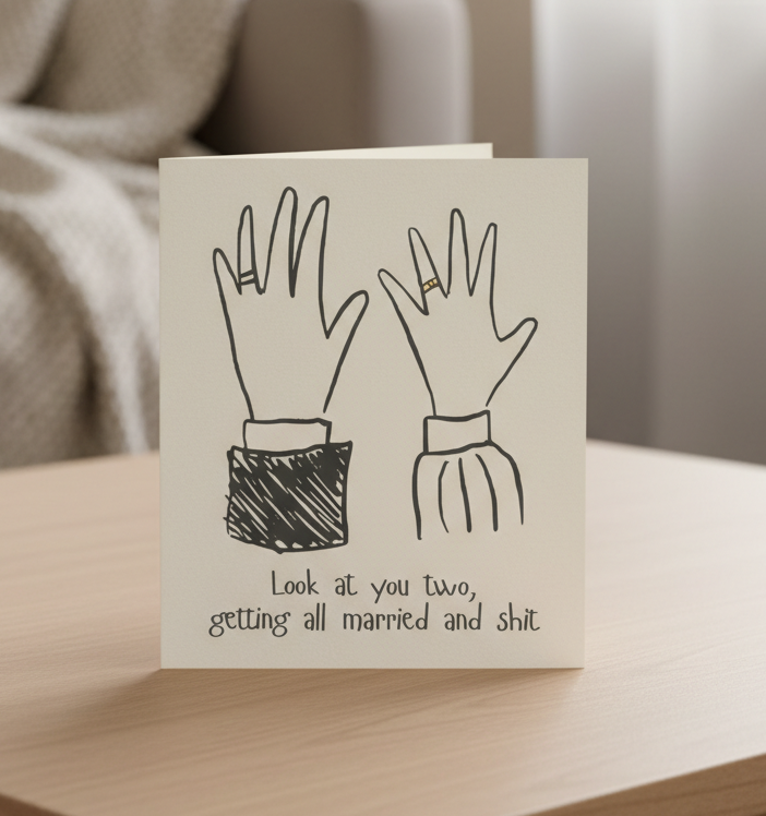 Funny Wedding Card – “Look At You Two Getting All Married and Sh*t” | Square Card