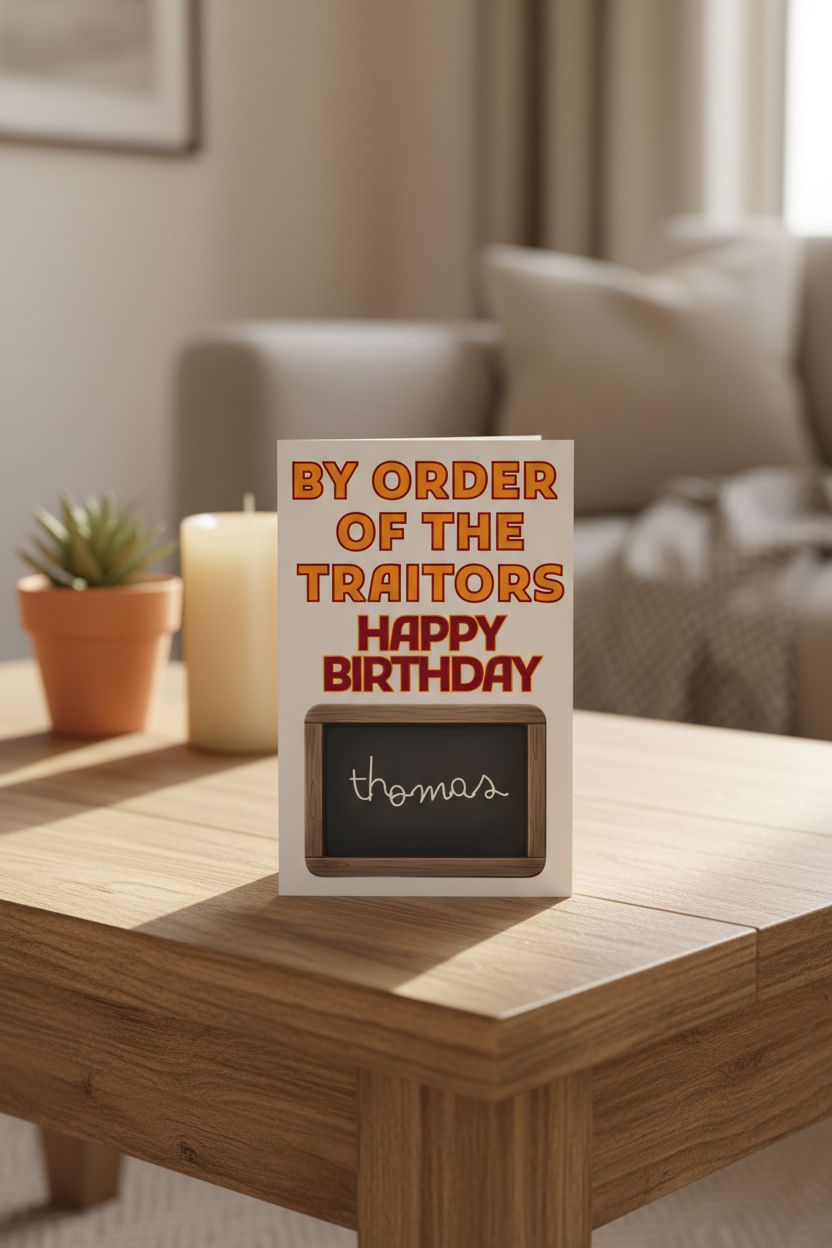 Personalised Traitor Order Joke Card