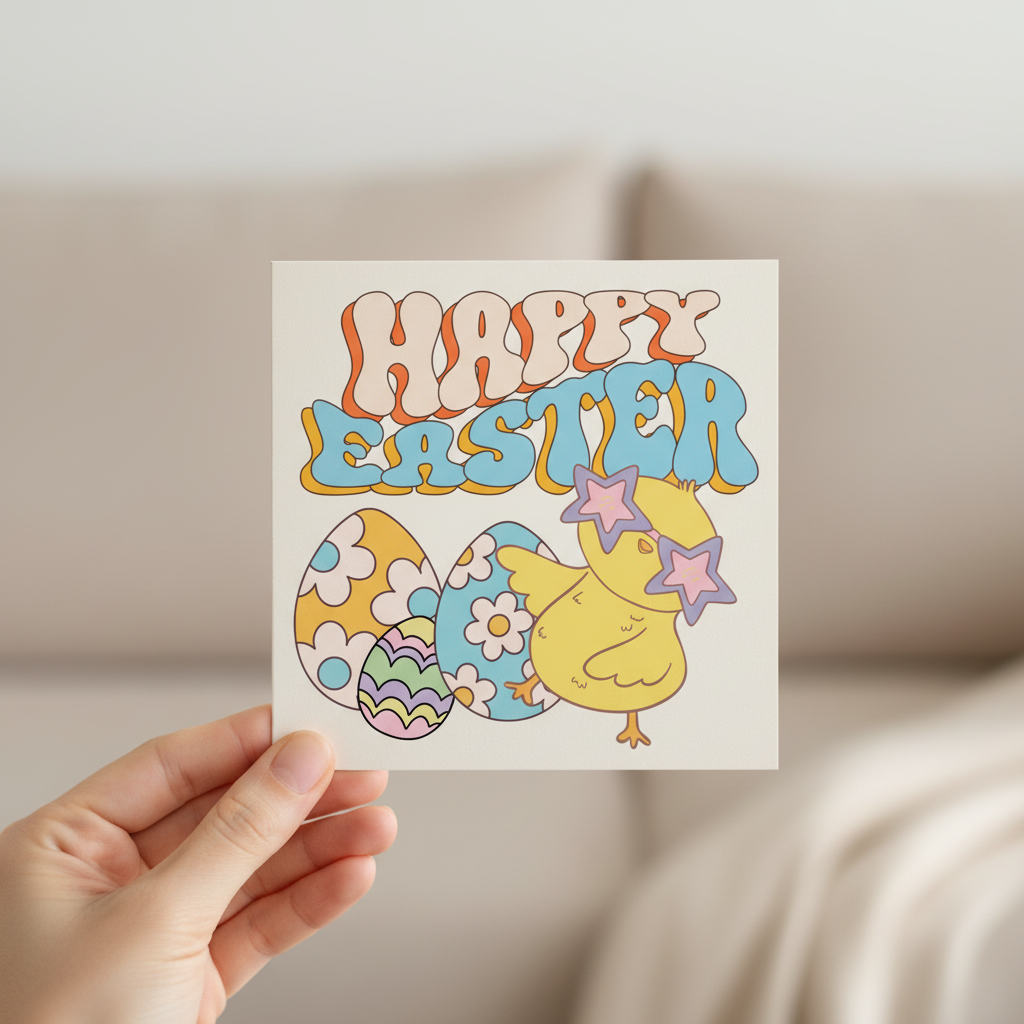 Happy Easter Chick Card | Cute Easter Egg Card