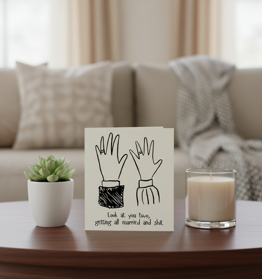 Funny Wedding Card – “Look At You Two Getting All Married and Sh*t” | Square Card