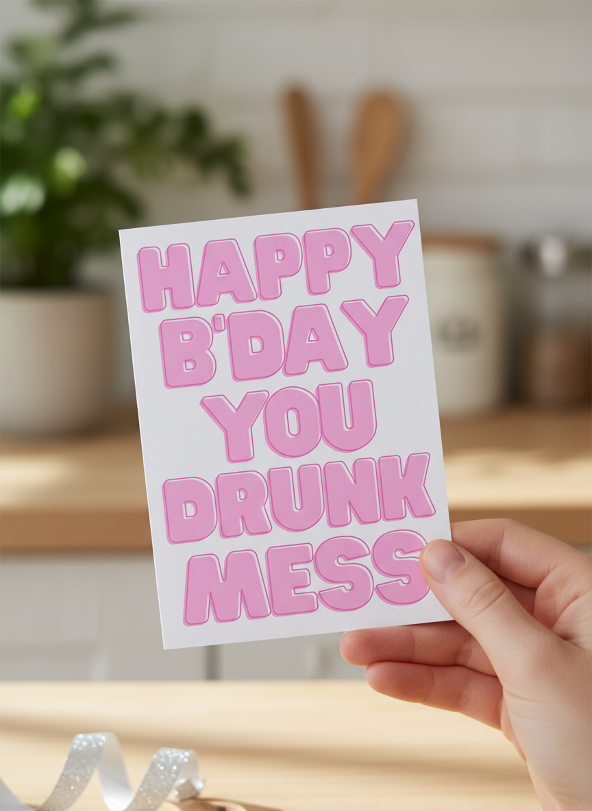 Happy Bday You Drunk Mess Birthday Card