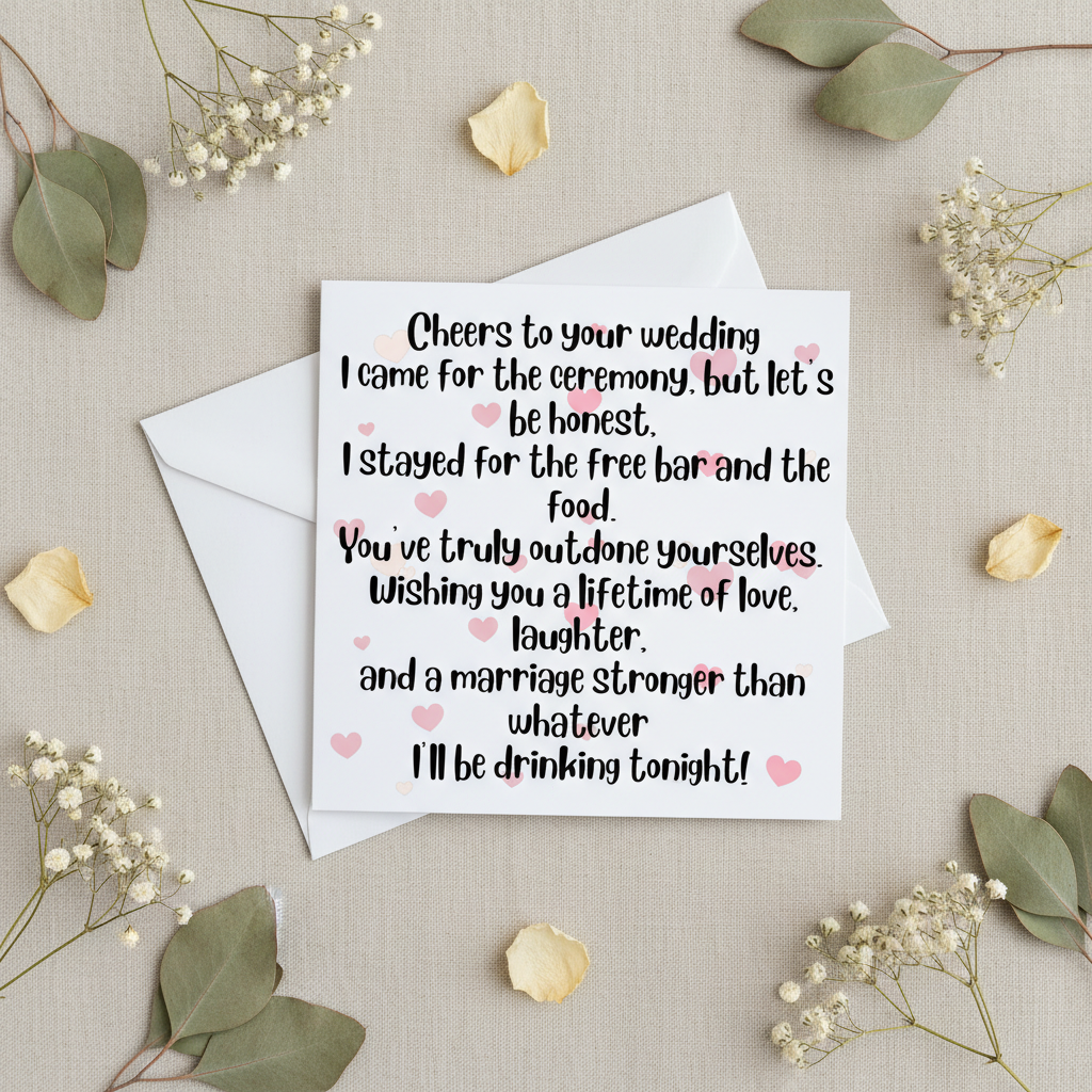 Funny Wedding Card – “I Came for the Ceremony, Stayed for the Free Bar” | Square Card