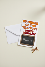 Personalised Traitor Order Joke Card