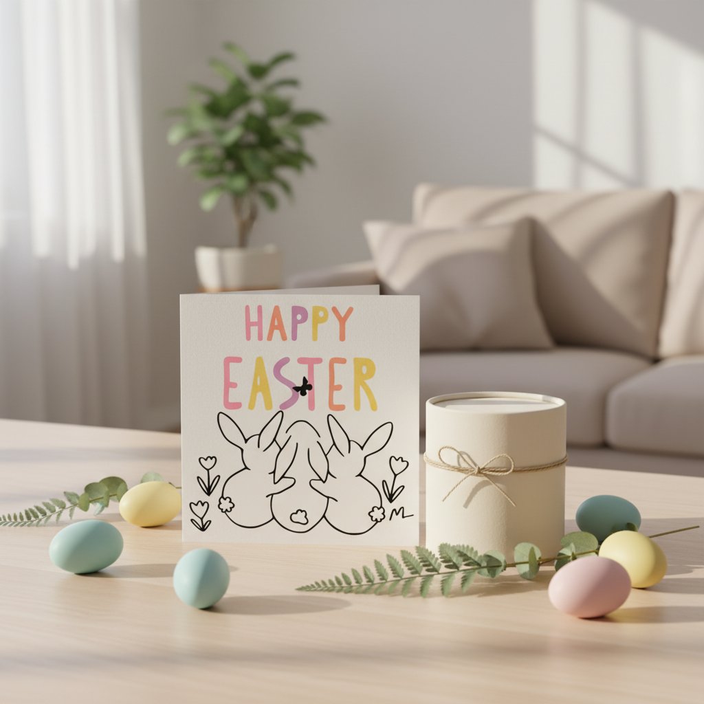 Cute Happy Easter Bunny Card | Easter Greeting Card