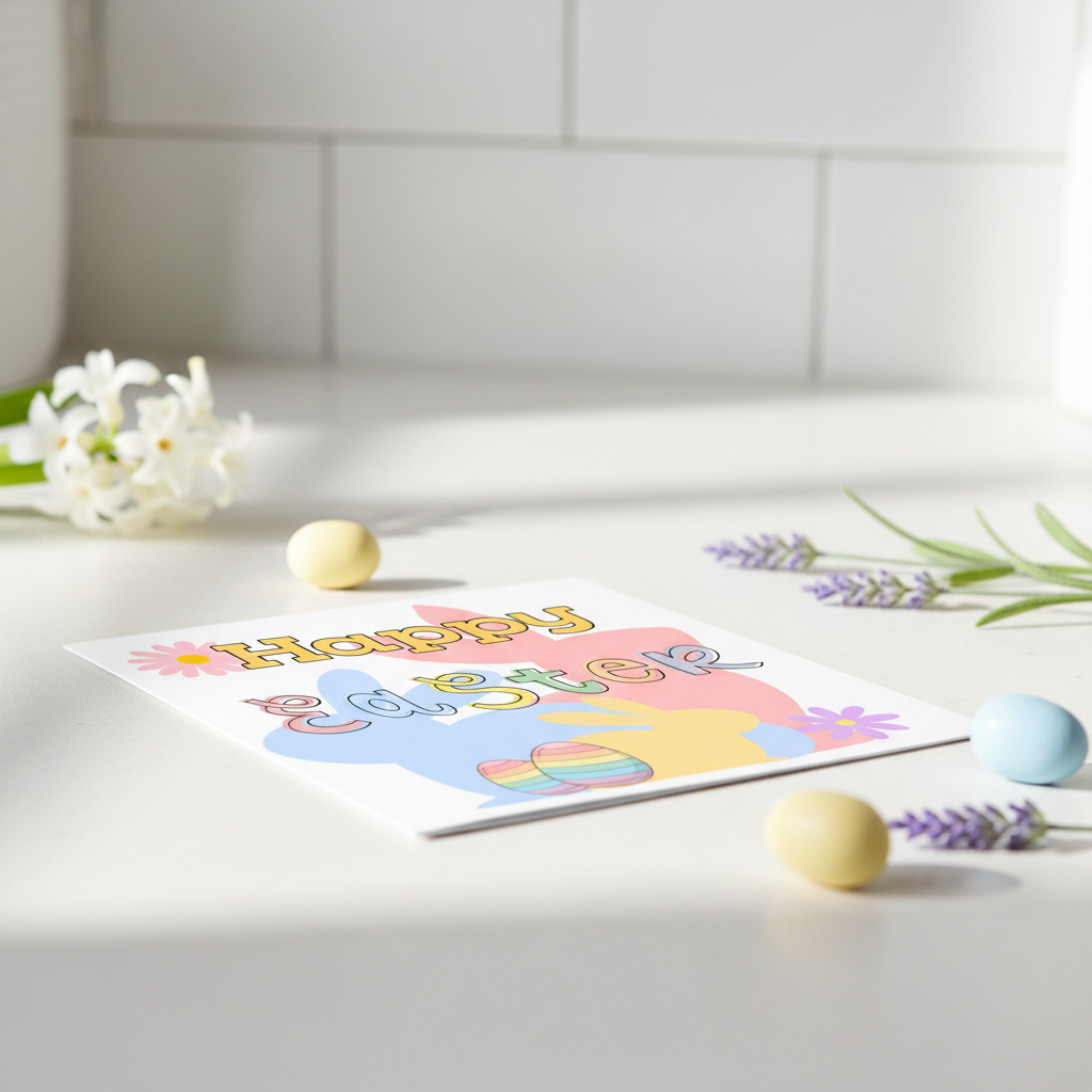 Happy Easter Bunny Card | Cute Easter Egg Card