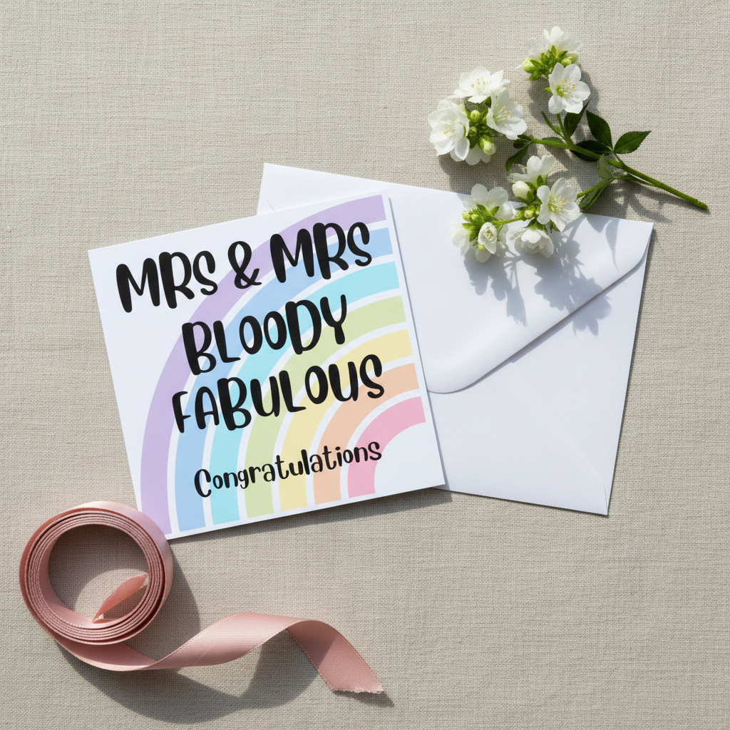 LGBTQ+ Wedding Card – Mr & Mr / Mrs & Mrs Bloody Fabulous | Square Card