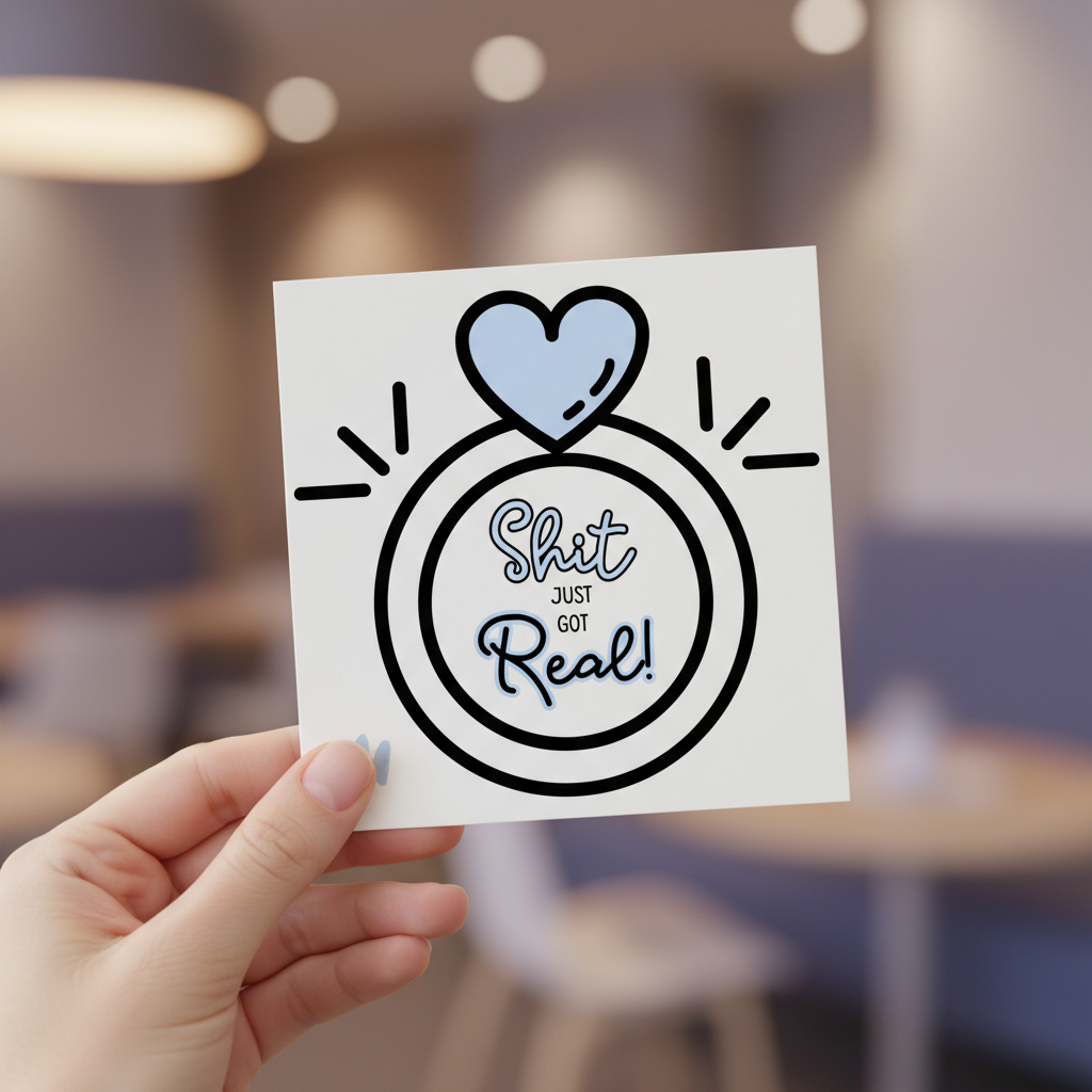 Funny Engagement Card – “Sh*t Just Got Real” | Square Card