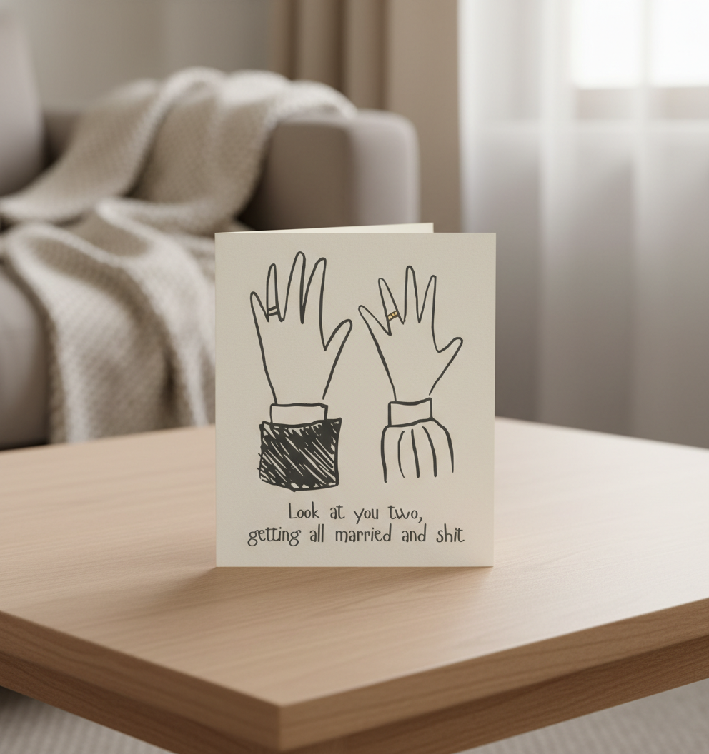 Funny Wedding Card – “Look At You Two Getting All Married and Sh*t” | Square Card
