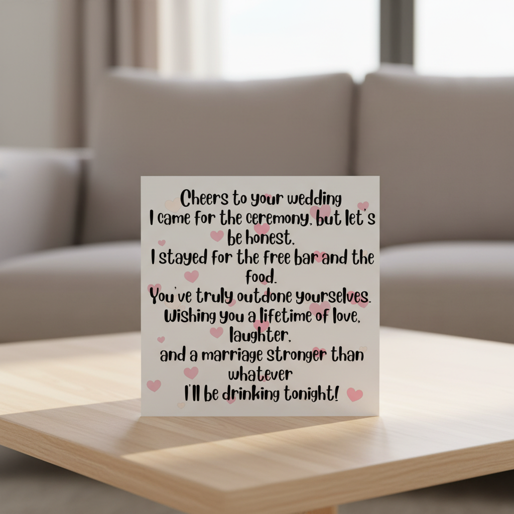 Funny Wedding Card – “I Came for the Ceremony, Stayed for the Free Bar” | Square Card
