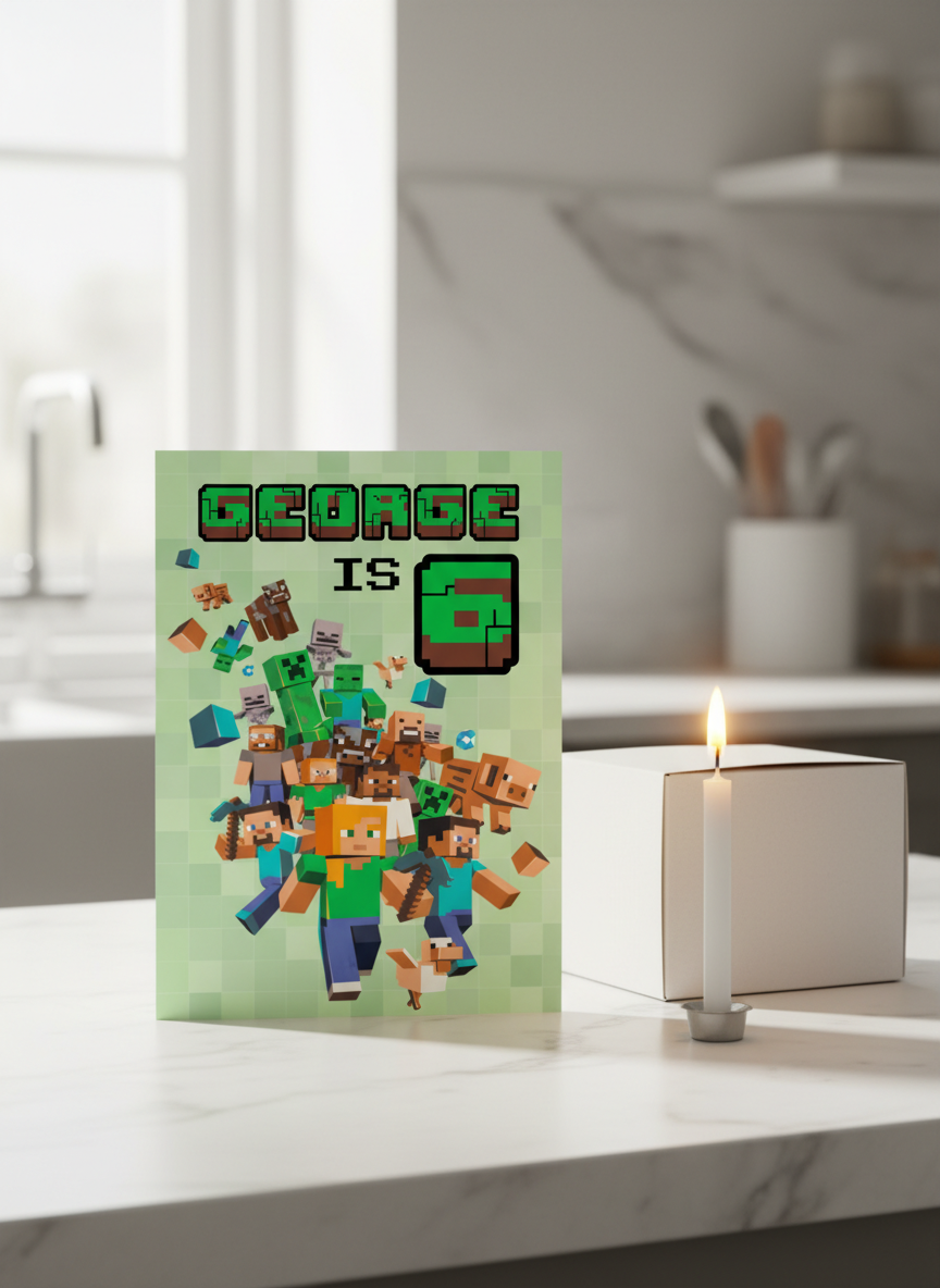 Personalised Minecraft Happy Birthday Card
