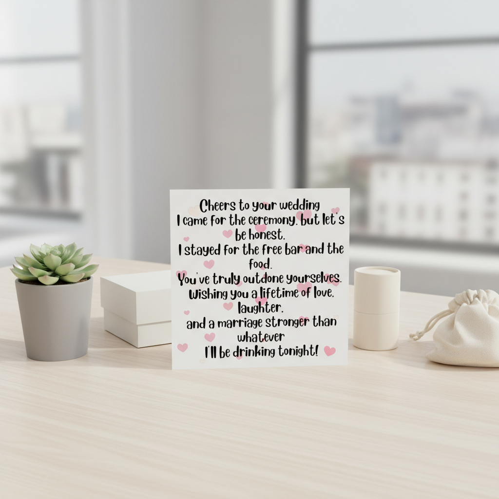 Funny Wedding Card – “I Came for the Ceremony, Stayed for the Free Bar” | Square Card