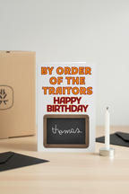 Personalised Traitor Order Joke Card