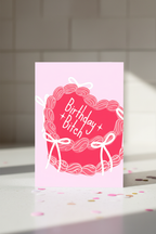Funny Rude Birthday Card – “Birthday Bitch” Pink Cake Design