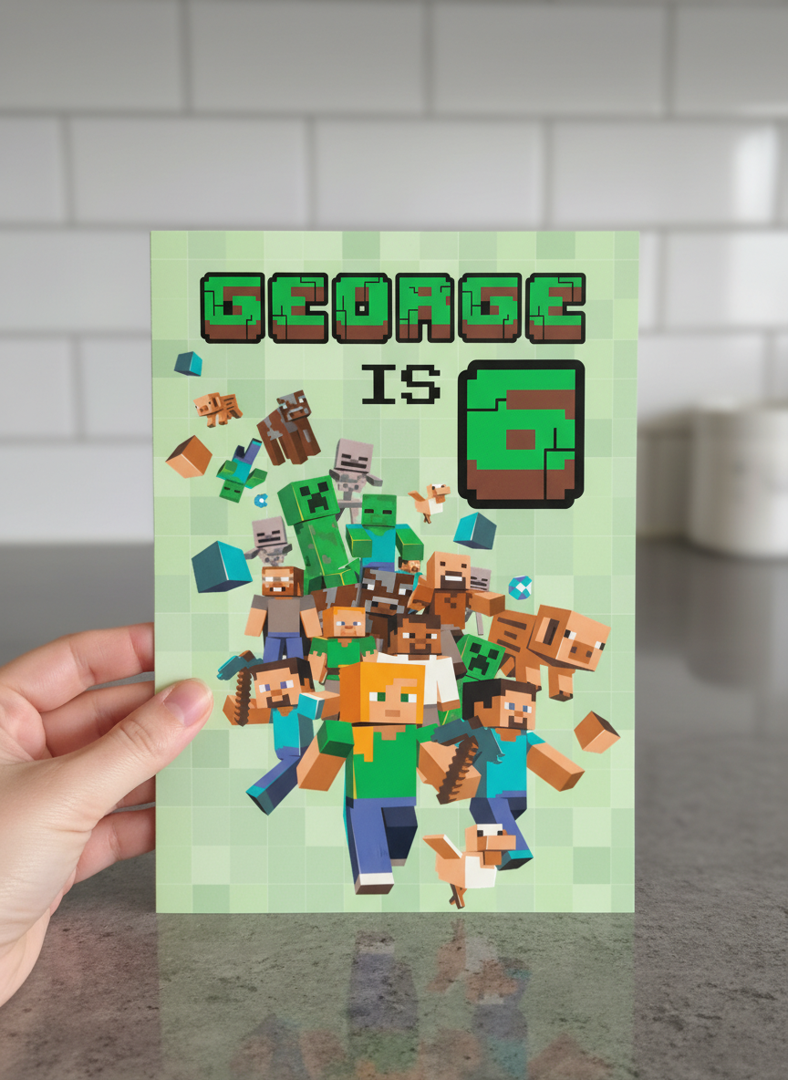 Personalised Minecraft Happy Birthday Card