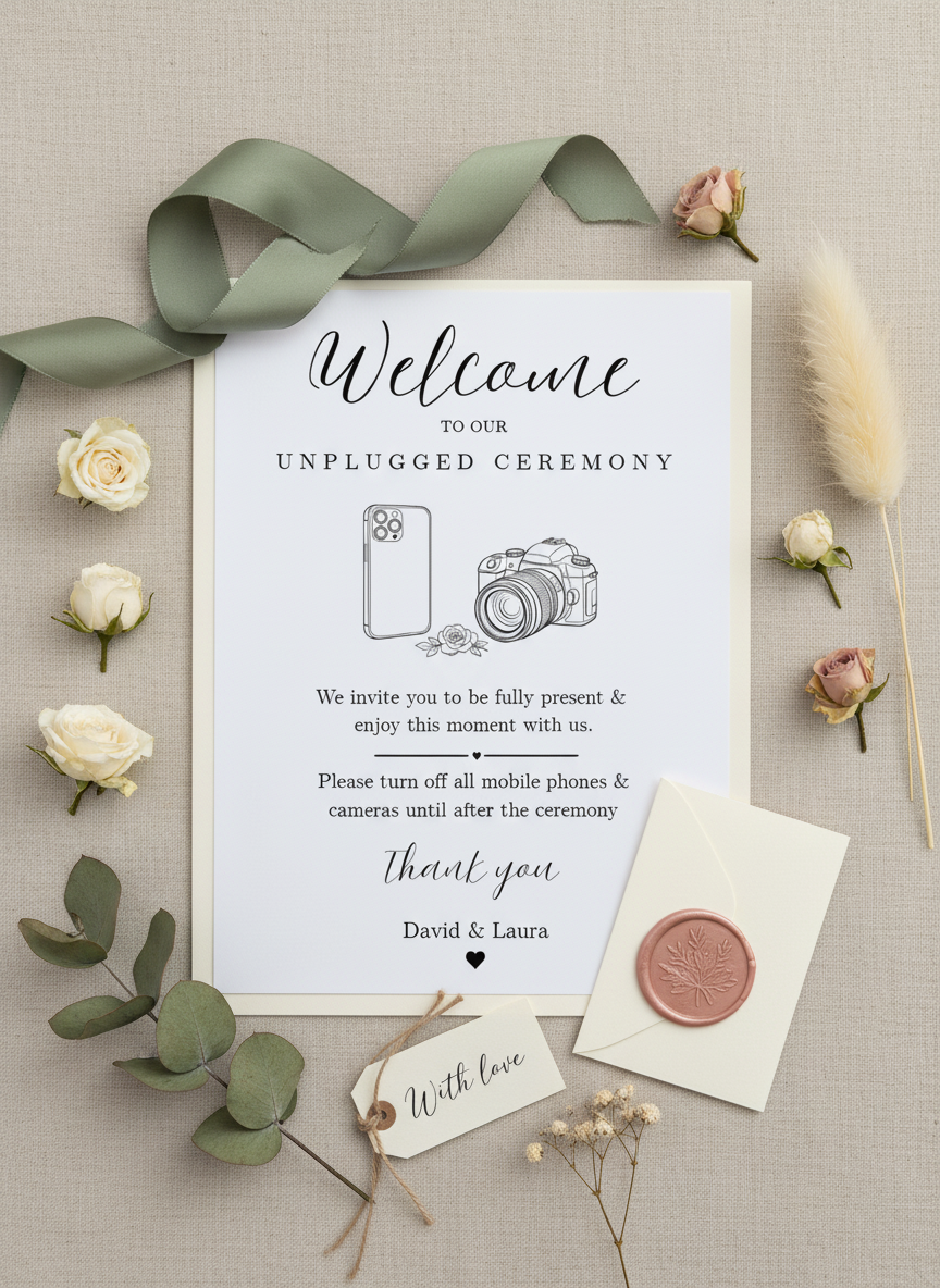 Unplugged Ceremony Wedding Sign