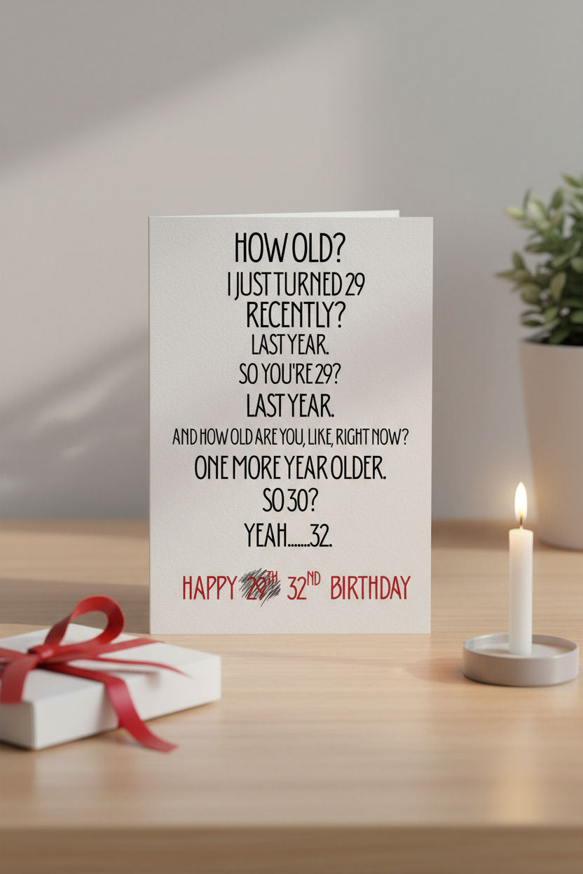 Funny 32nd Birthday Card A5 for Him or Her