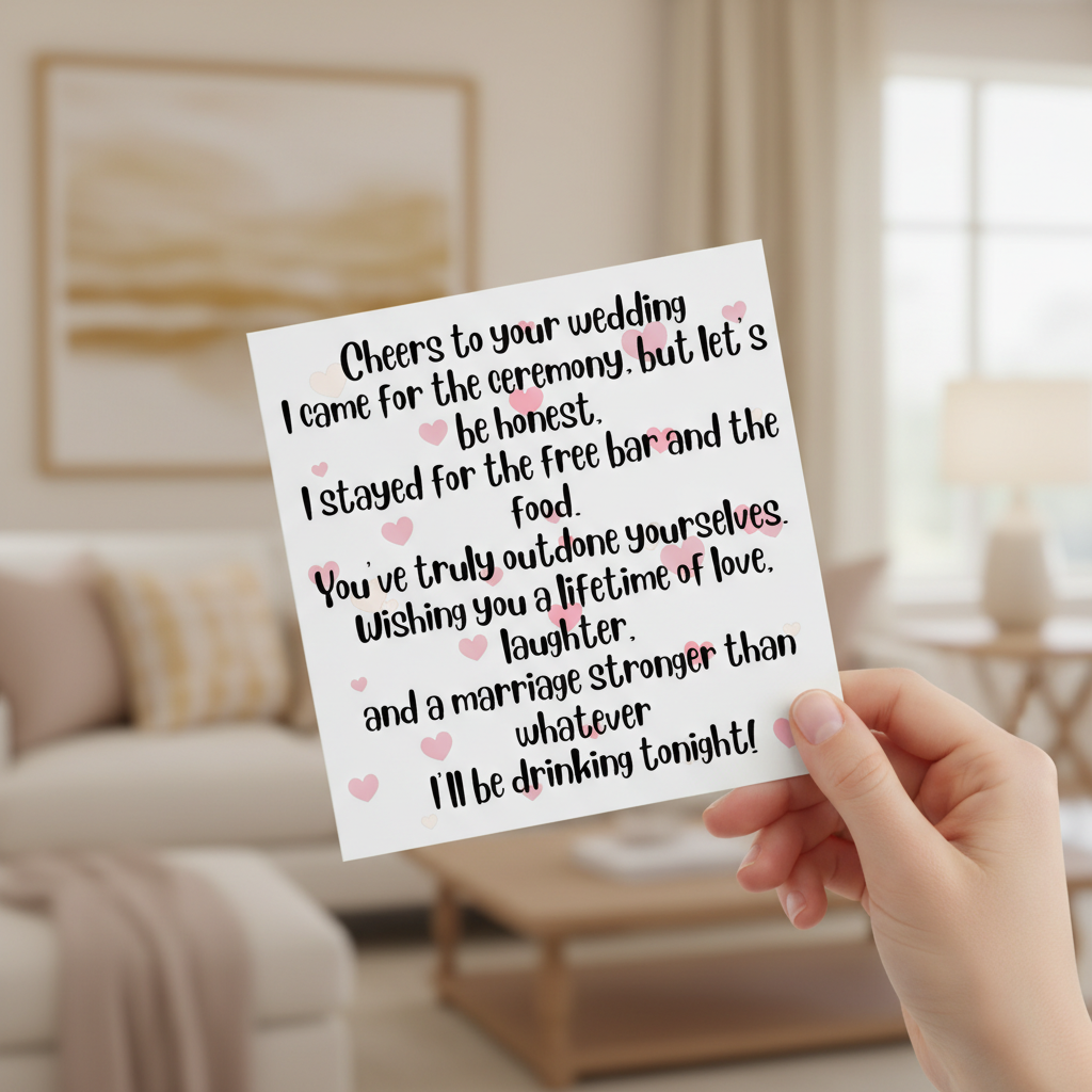 Funny Wedding Card – “I Came for the Ceremony, Stayed for the Free Bar” | Square Card