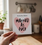 Funny Wedding Card – “Married As F*ck” Personalised Mr & Mrs | Square Card