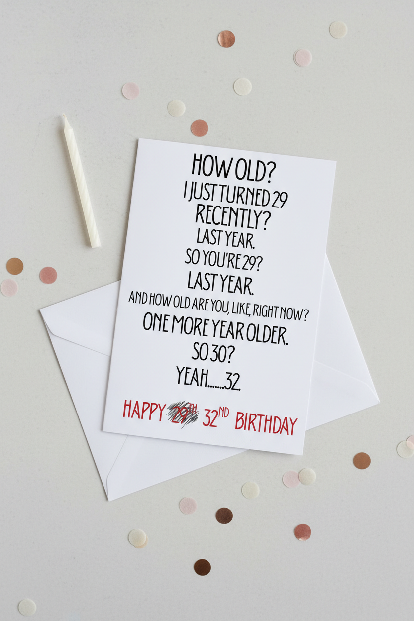 Funny 32nd Birthday Card A5 for Him or Her