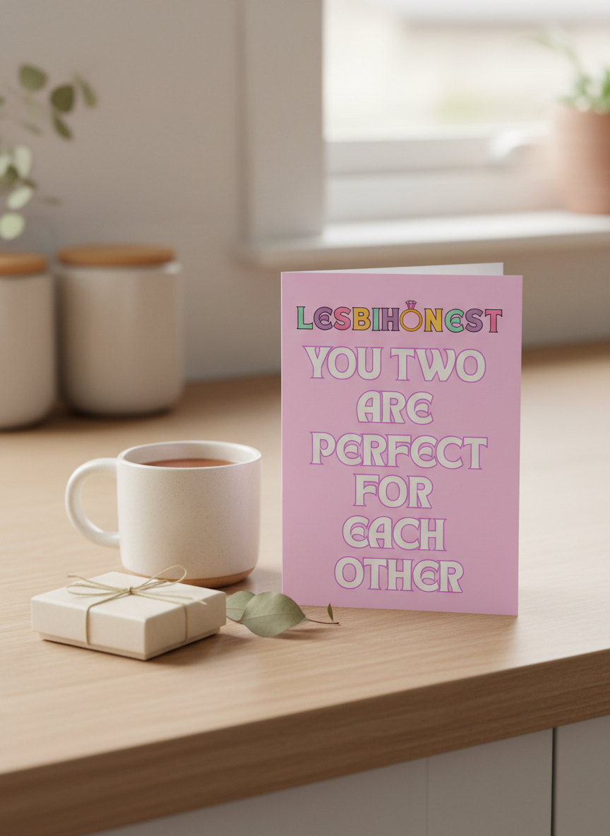 Funny LGBTQ+ Card – “Lesbihonest You Two Are Perfect For Each Other” | A5 Card