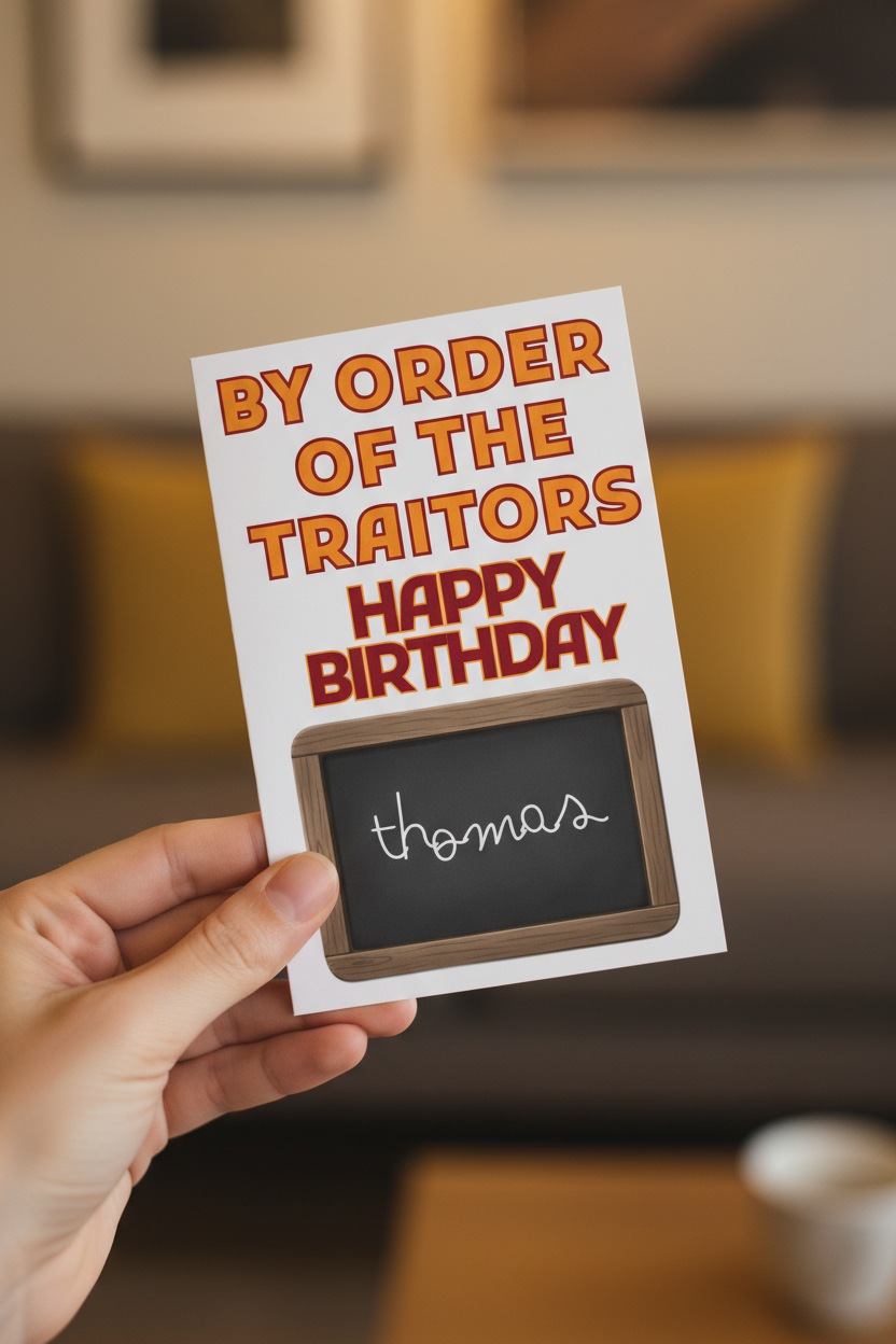 Personalised Traitor Order Joke Card