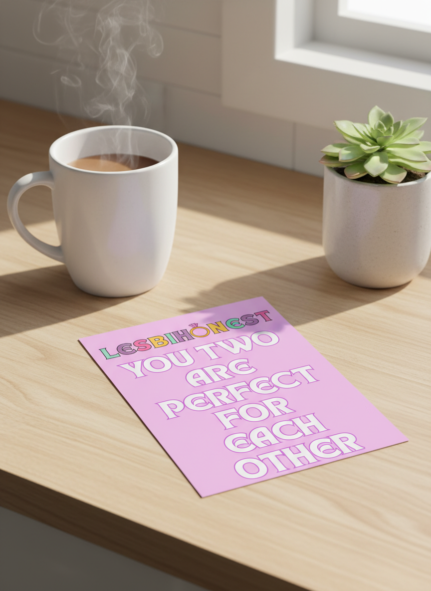 Funny LGBTQ+ Card – “Lesbihonest You Two Are Perfect For Each Other” | A5 Card