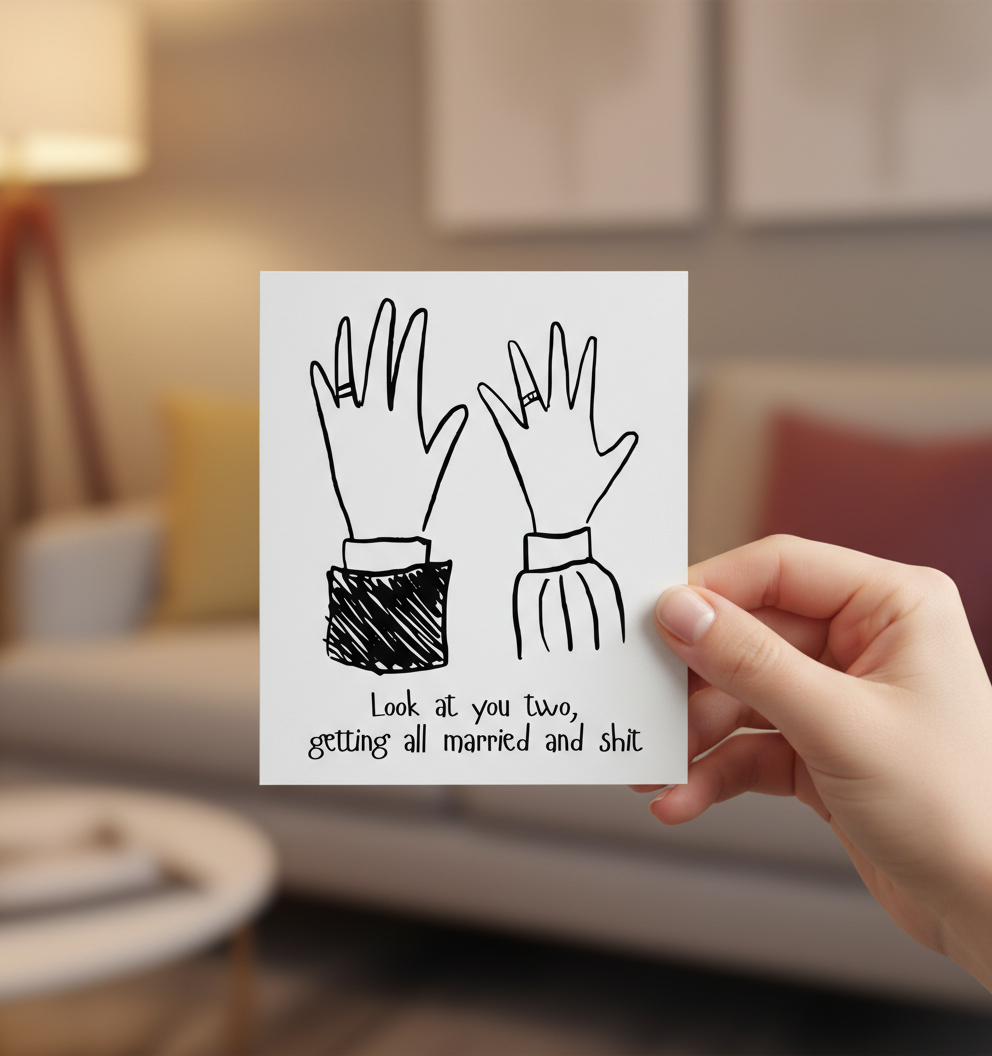 Funny Wedding Card – “Look At You Two Getting All Married and Sh*t” | Square Card